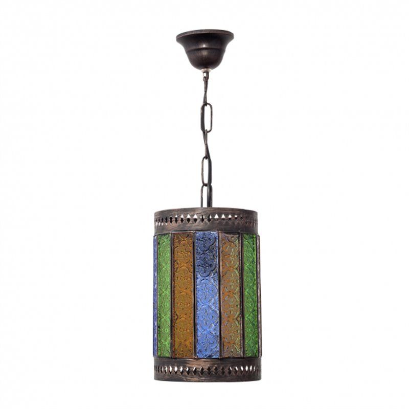 Lampe suspendue artisanale Casablanca 1xe27 multicolore Regx18d de FABRILAMP. - 3