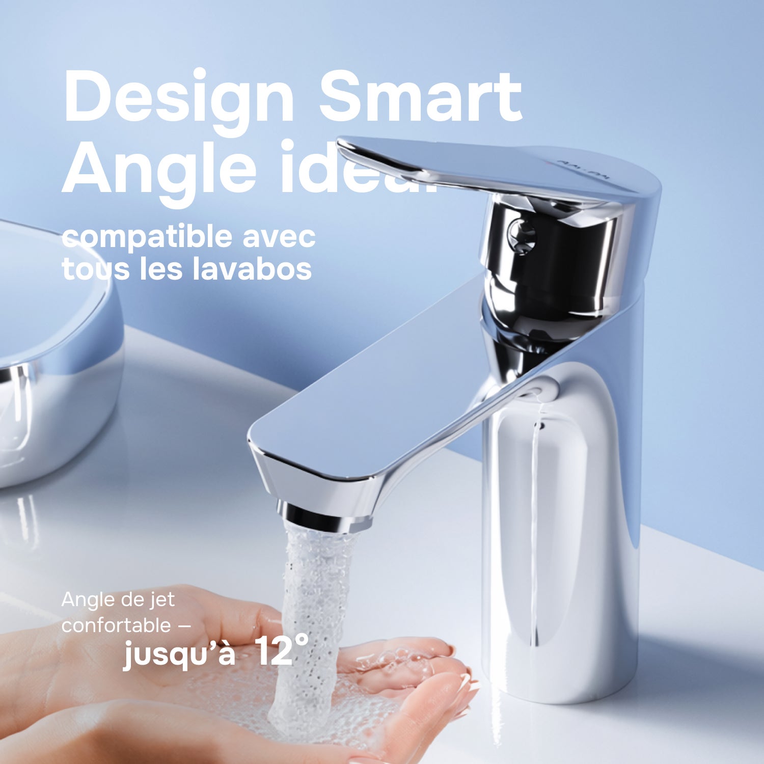 Mitigeur de Lavabo, Robinet de Lavabo, Mitigeur Salle de Bain Robinet de lavabo Chromé, Hit taille M, FTA02200 AM.PM - 3