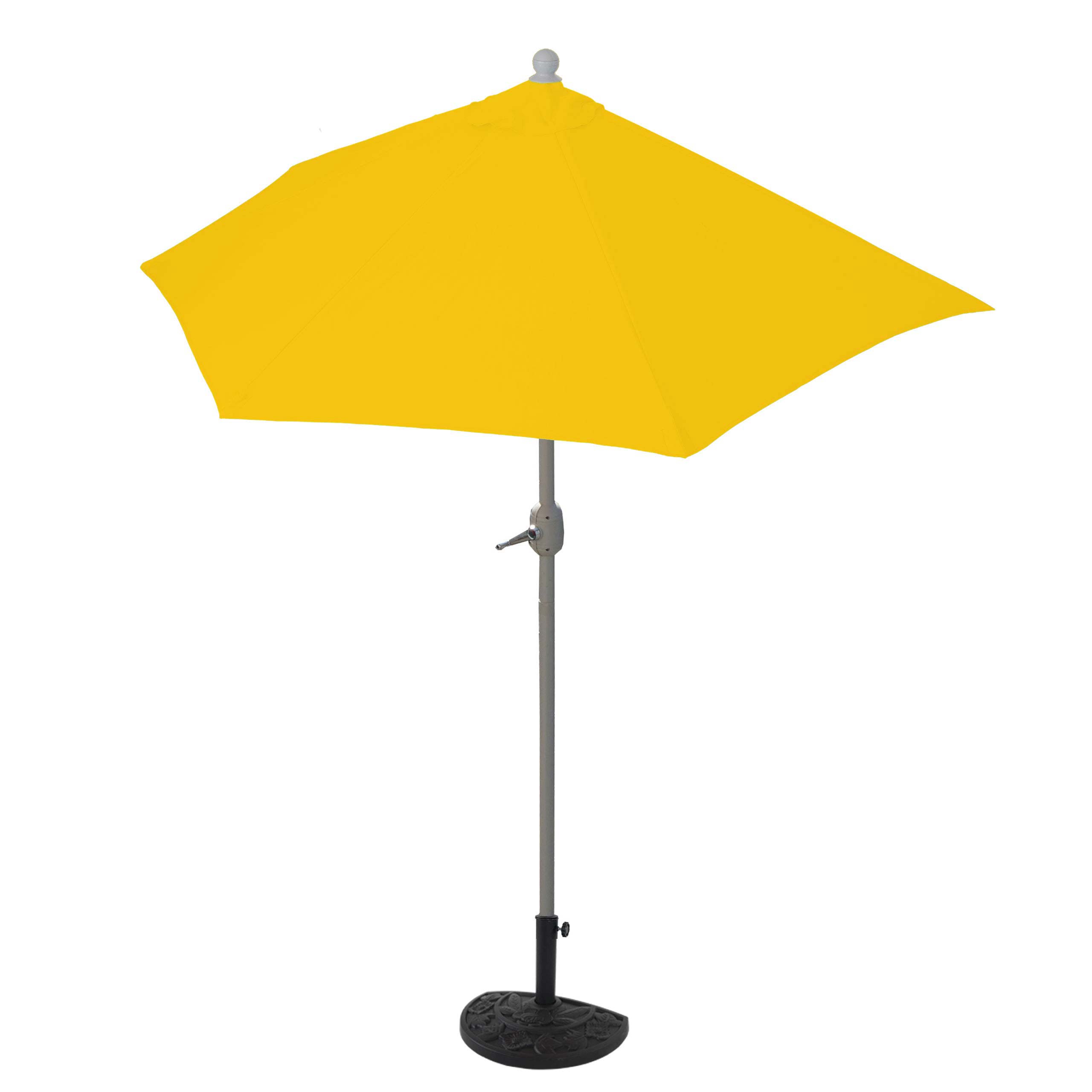 Parasol półokrągły Parla, parasol balkonowy, UV 50+ poliester/aluminium 3 kg ~ 270 cm żółty z podstawą