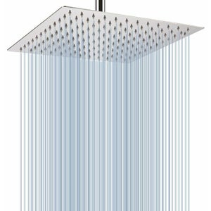 Pommeau de douche à effet pluie contemporain LED rectangulaire en acier inoxydable avec