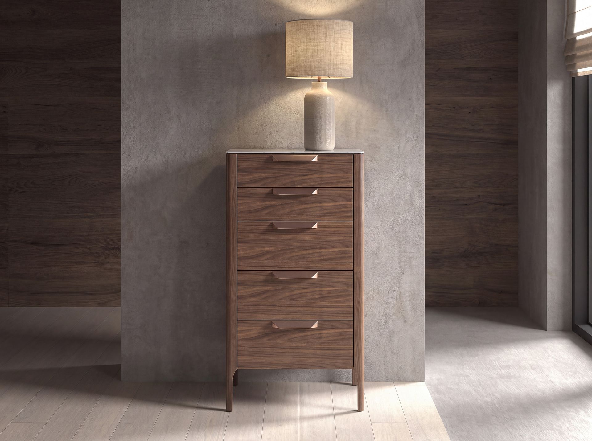Chiffonnier noyer et verre trempé 58 x 39 x 119 - 3