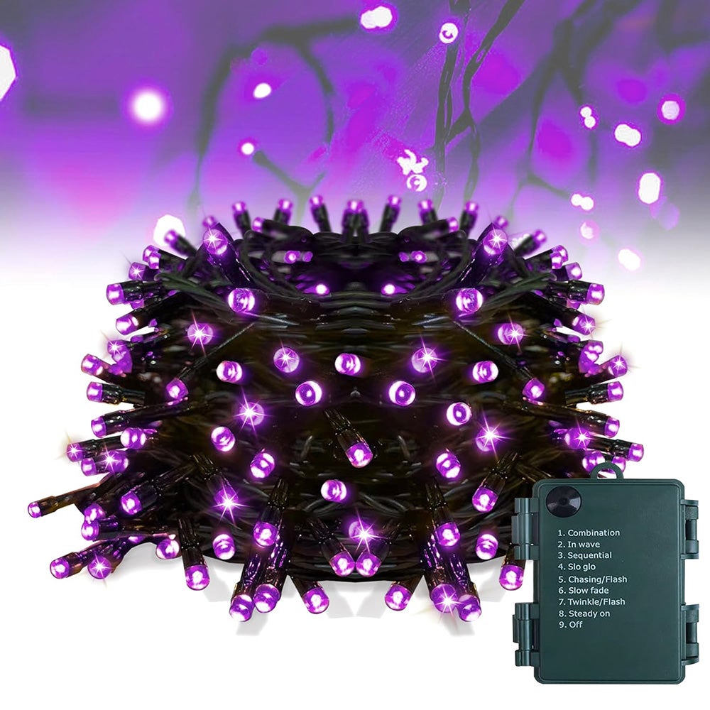 Catena Luminosa Halloween 30m, 300 LED - Arancione/viola, Impermeabile, Con Timer E 8 Effetti