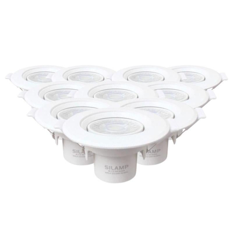Pack de 10 - Spot LED Encastrable Orientable Rond Blanc 8W - Blanc Neutre 4000K - 5500K - SILAMP - 3