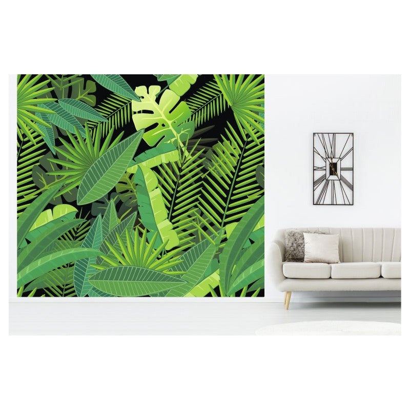 Scenolia Tapisserie Toile Textile Jardin et Patio Tropical 3 x 2,70m - Décoration Murale Effet Trompe l'Œil