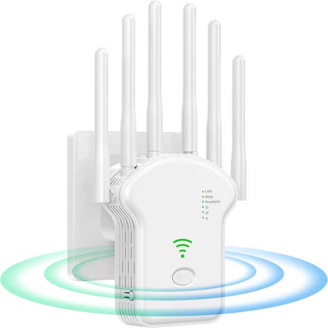 Répéteur WiFi Puissant, 1200Mbps Amplificateur WiFi sans Fil Puissant 5GHz & 2.4GHz avec Modes Répéteur/Routeur, WiFi Extender Compatible avec Toutes