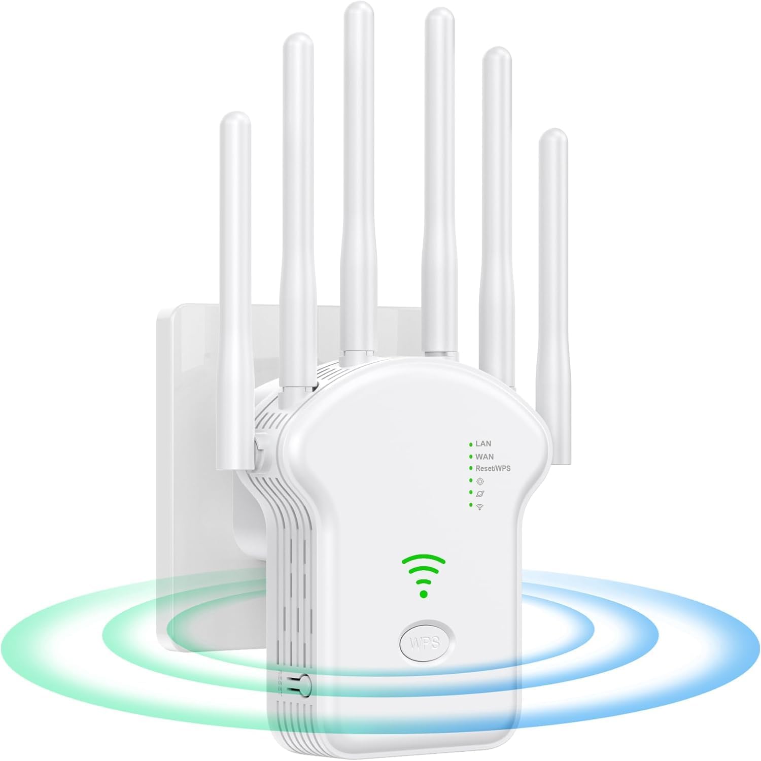 Répéteur WiFi 6 Antennes 2.4GHz - Amplificateur De Signal Avec Port Ethernet - Extenseur Compatible Toutes Box