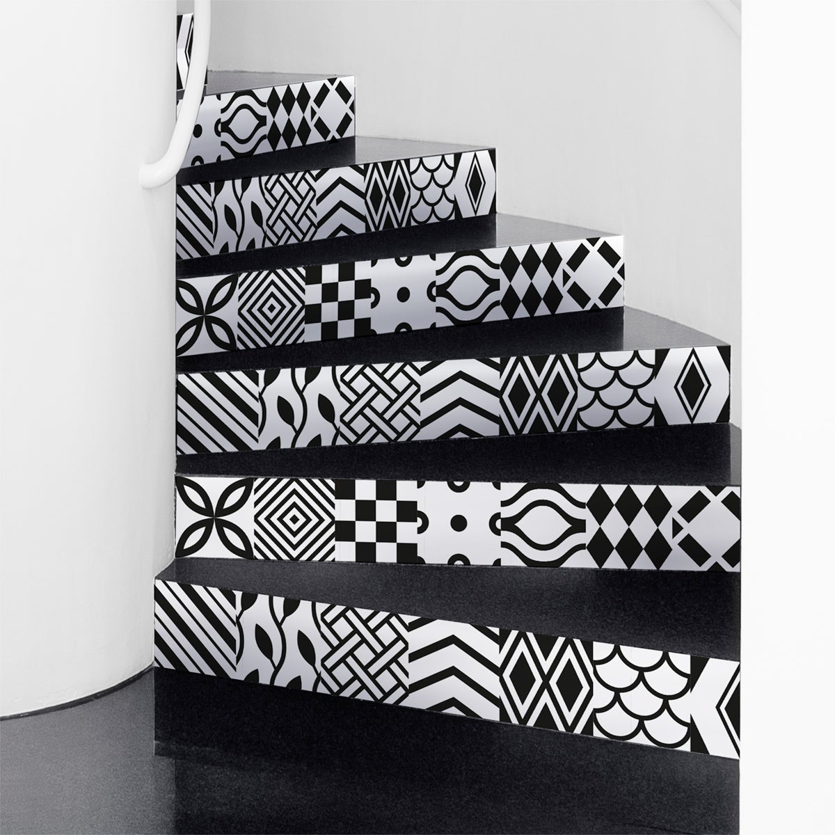 Vinilo escalera baldosas de cemento torborg x 2 - adhesivo de pared - revestimiento sticker mural decorativo - 2tirasde15cmx105cm