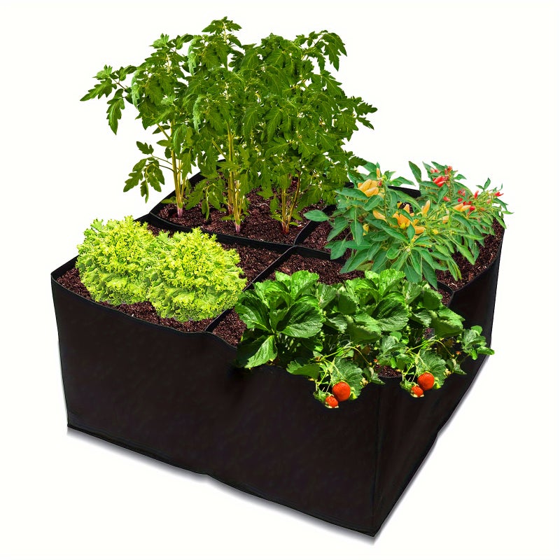 Podwyższona grządka ogrodowa z tkaniny, torby do uprawy roślin ogrodowych 60x60x30 cm do uprawy ziół, kwiatów i warzyw, 4 przegródki