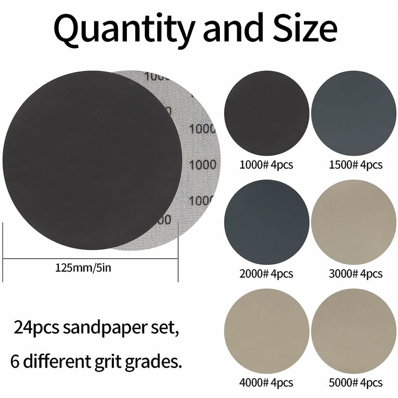 Falon Tech Lot De 100 Disques Abrasifs 125 Mm Sans Trous Grain P 60