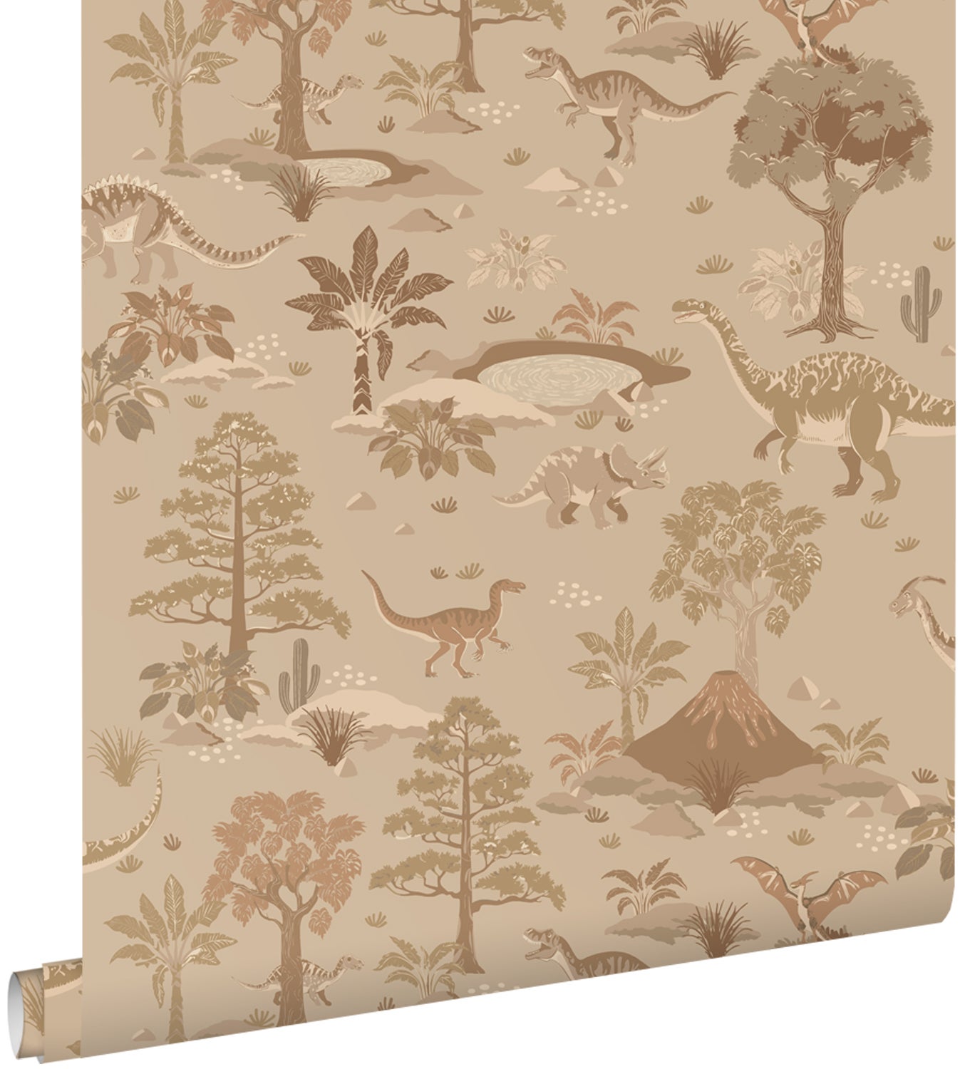 Tapeta dinozaury brązowym - 50 x 900 cm - ESTAHOME