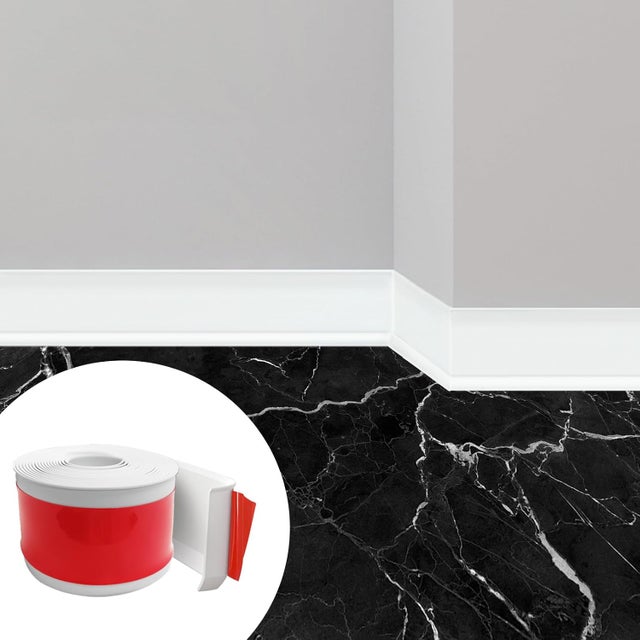 Zócalo flexible autoadhesivo de PVC blanco - 10 cm x 3 m - Para cocina, baño y salón