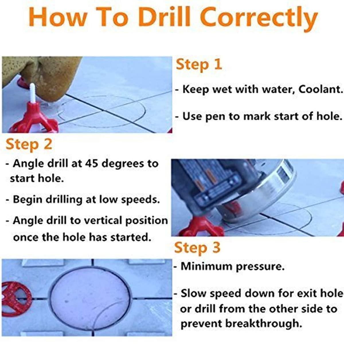 Paquet de 15 forets de scie cloche, forets diamantés revêtus pour carrelage, forets diamantés pour verre, carrelage, granit, marbre (6 mm-50 mm) - 5