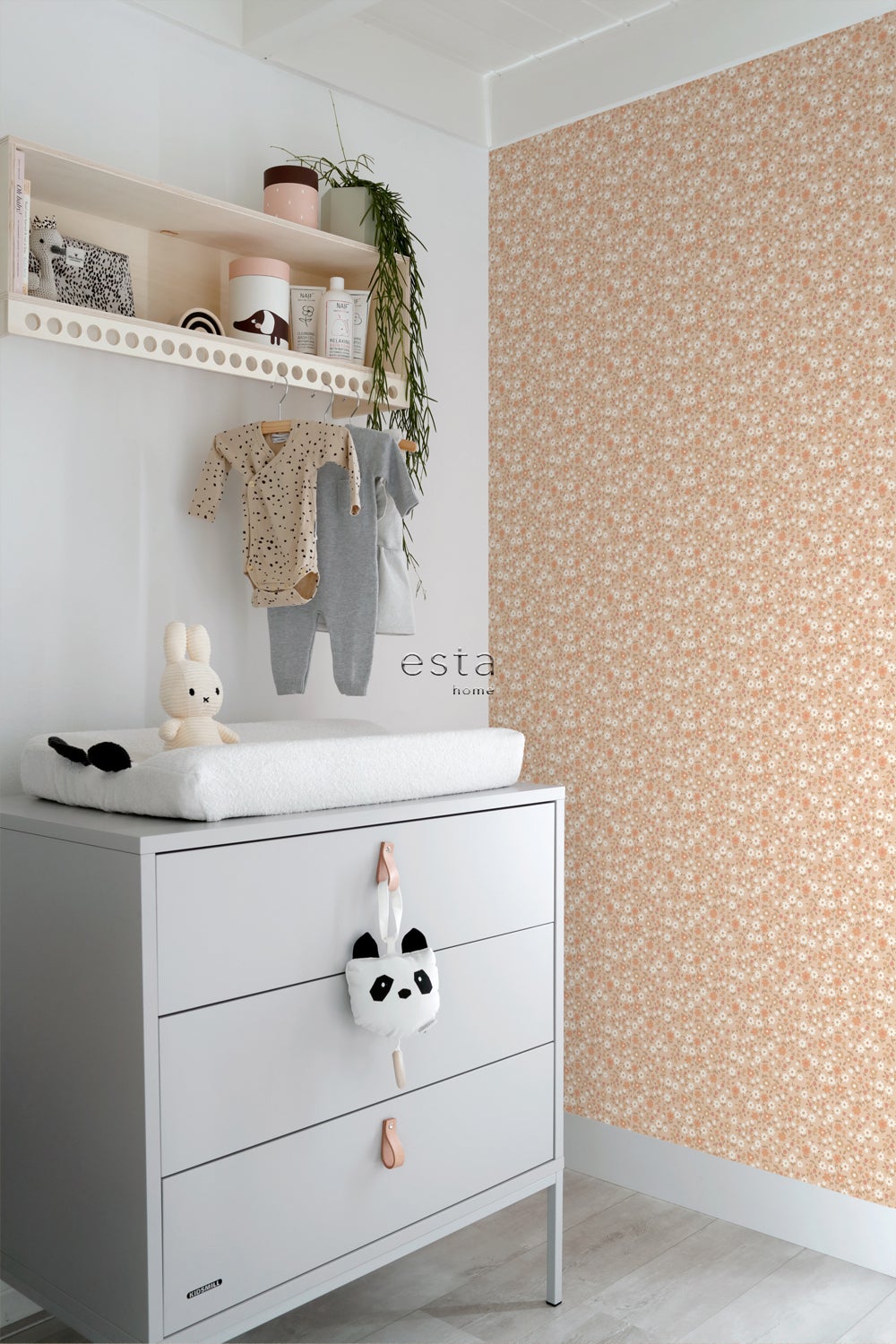 Papier peint fleurs terracotta claire - 53 cm x 10.05 m - ESTAhome - 4