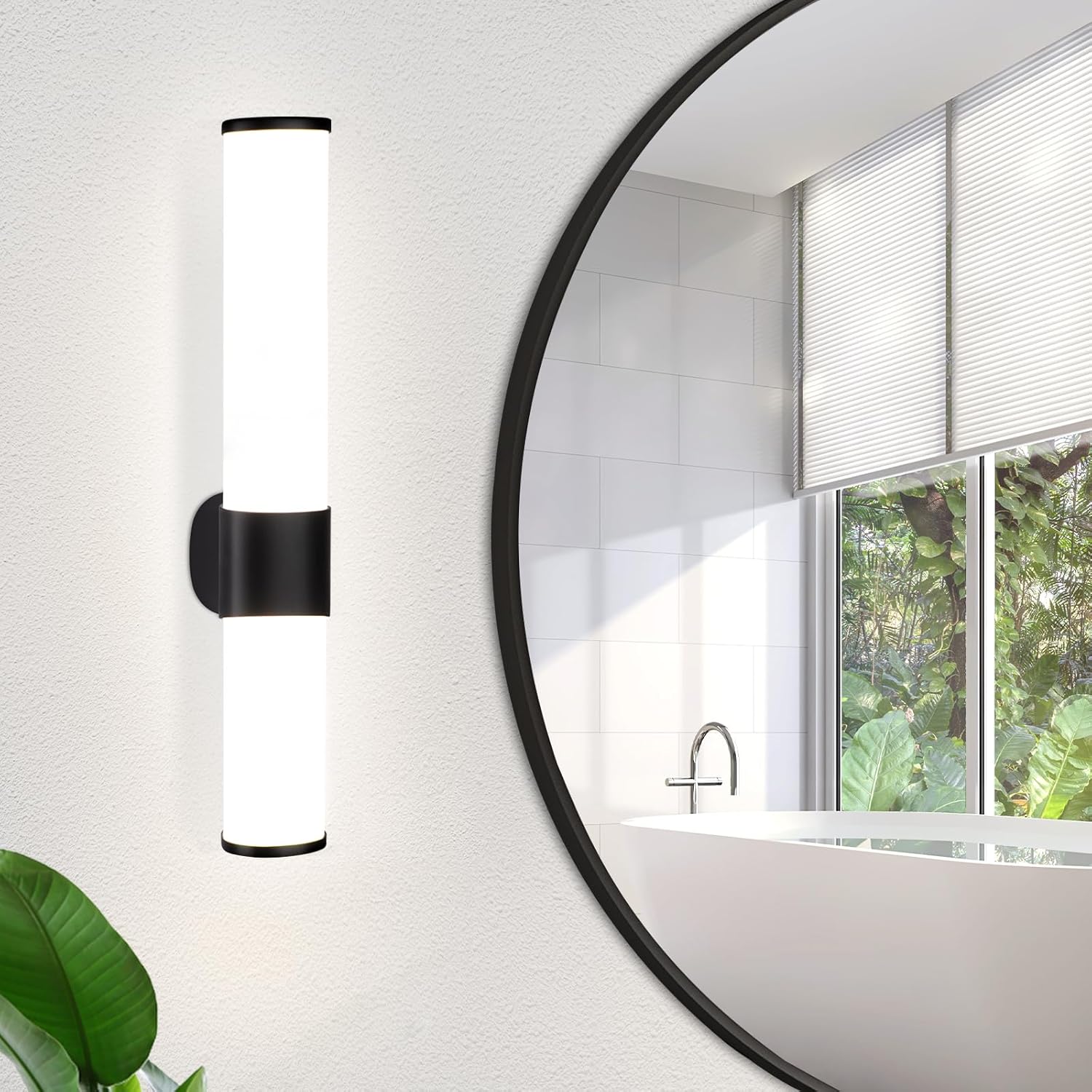 ZMH Oświetlenie łazienkowe LED lustro 6W czarne, montaż ścienny do łazienki 30 cm