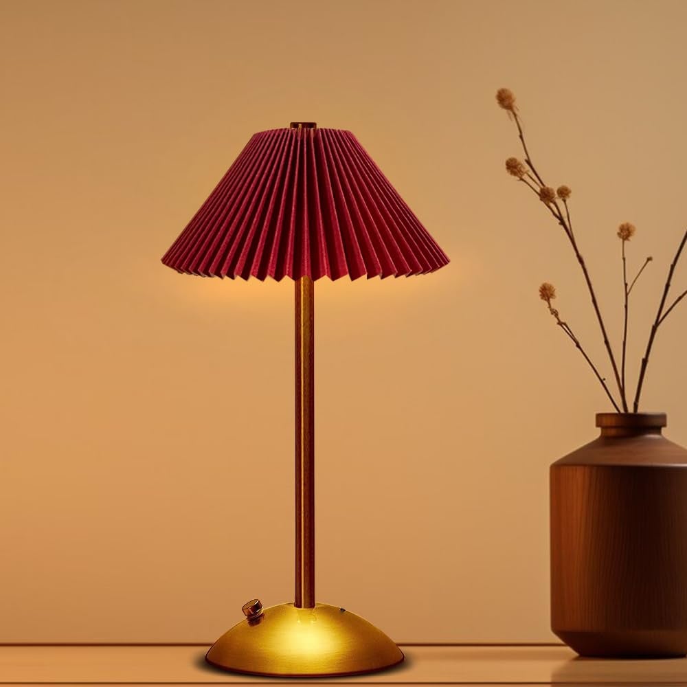 SDUYTDG Abat-Jour Plissé Vintage Pour Lampe De Table Rustique, Lampe De Chevet Cadeau Maison, Lampe De Lecture De Table De Chevet En Céramique, Lampe De Table à Manger Fleurs Peintes à La