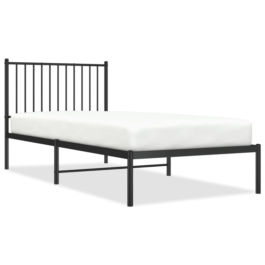 Łóżko Metalowe Czarne Rama Łóżka Ze Stelażem Do Pokoju Sypialni 90x200 cm