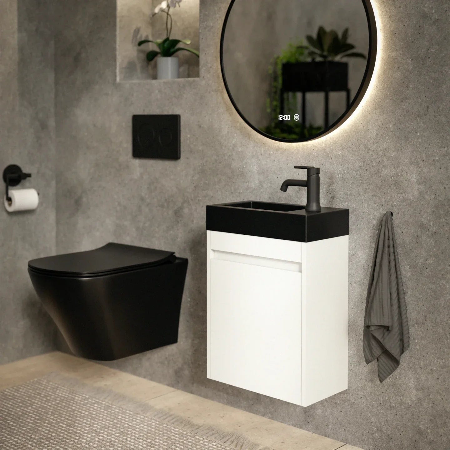 Mirlux Meuble vasque Elen – 40 x 22 x 50 cm – Blanc – Vasque noire incluse - 6