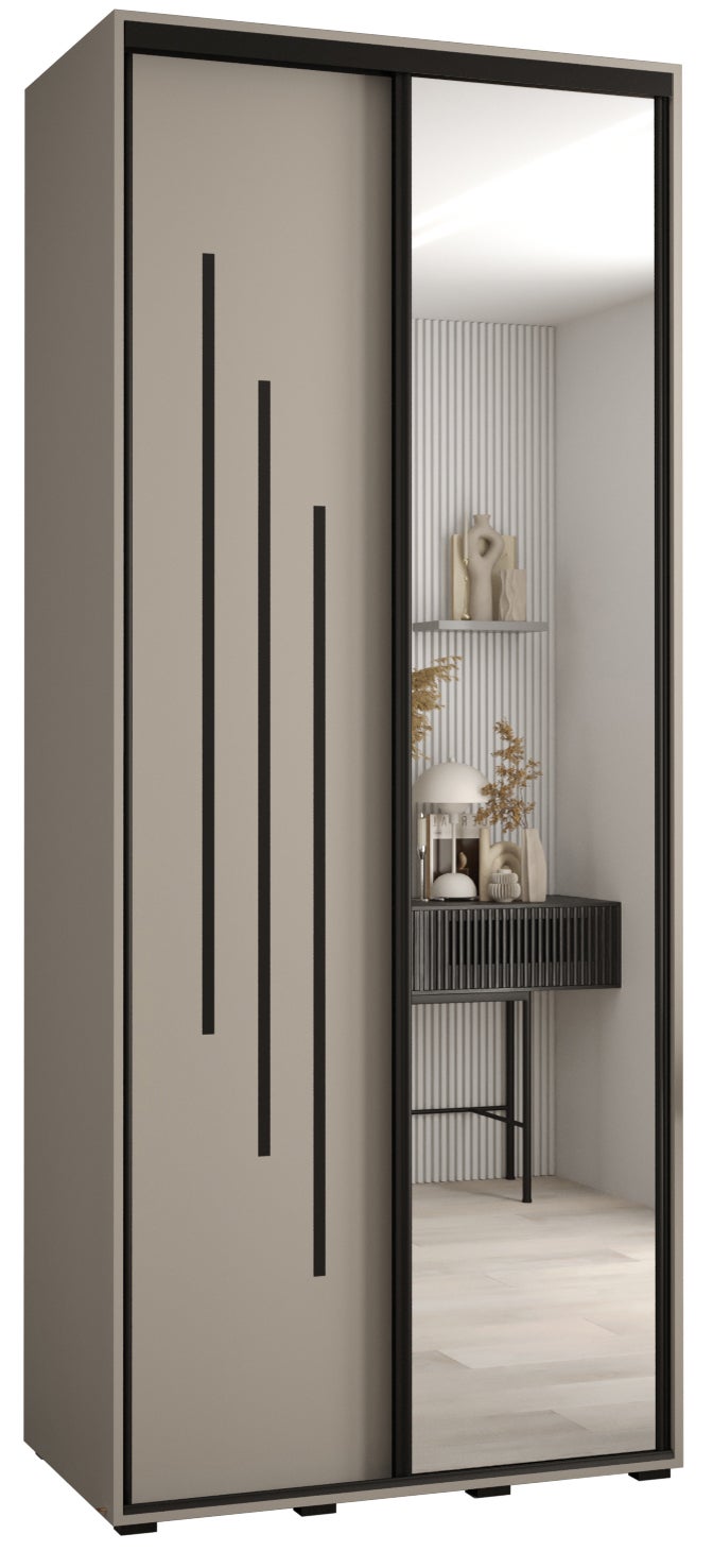 Szafa przesuwna z lustrem wysoka Dakota 9 120 x 60 x 235,2 cm kaszmir + u. czarny - Abiks Meble