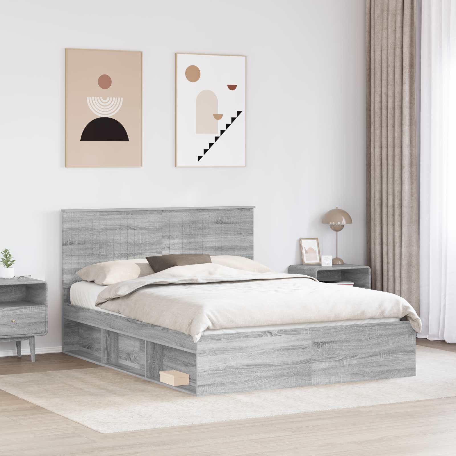 Cadre de lit Gris 150 x 200 cm Bois de pin massif - 3
