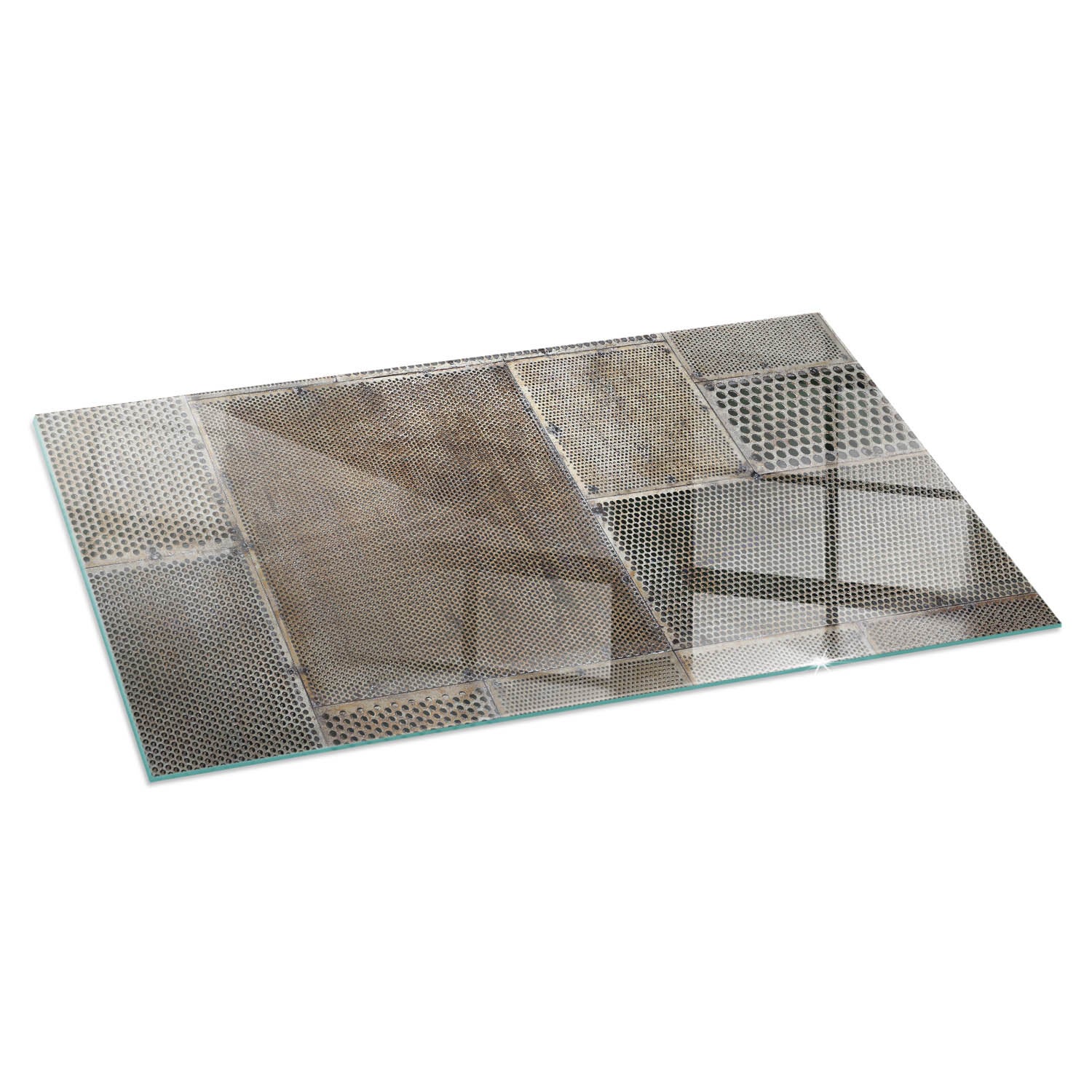 Prostokątna płyta szklana ochronna pod piecyk, kominek - 100x50 cm - Wzór perforowanej blachy - TULUP