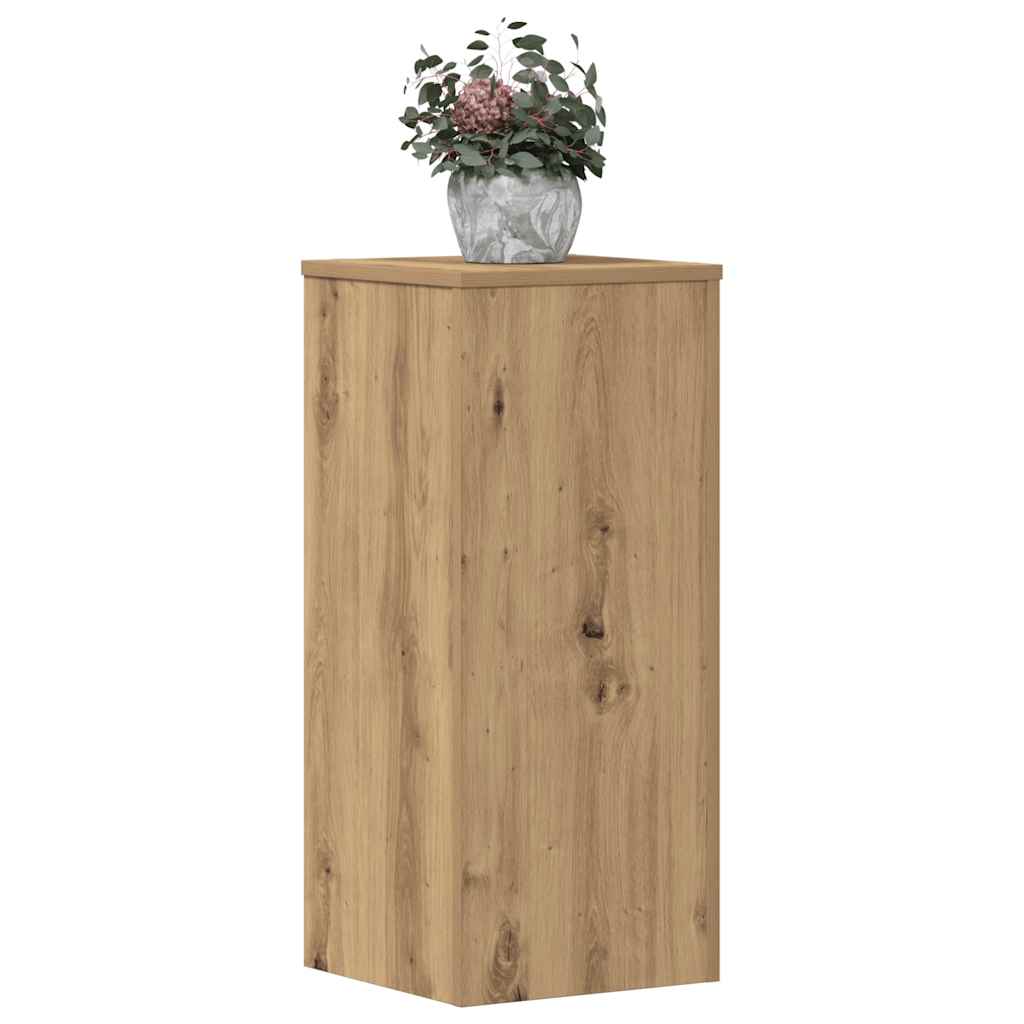 Lot de 2 supports pour plantes chêne artisanal en panneau de bois - 8