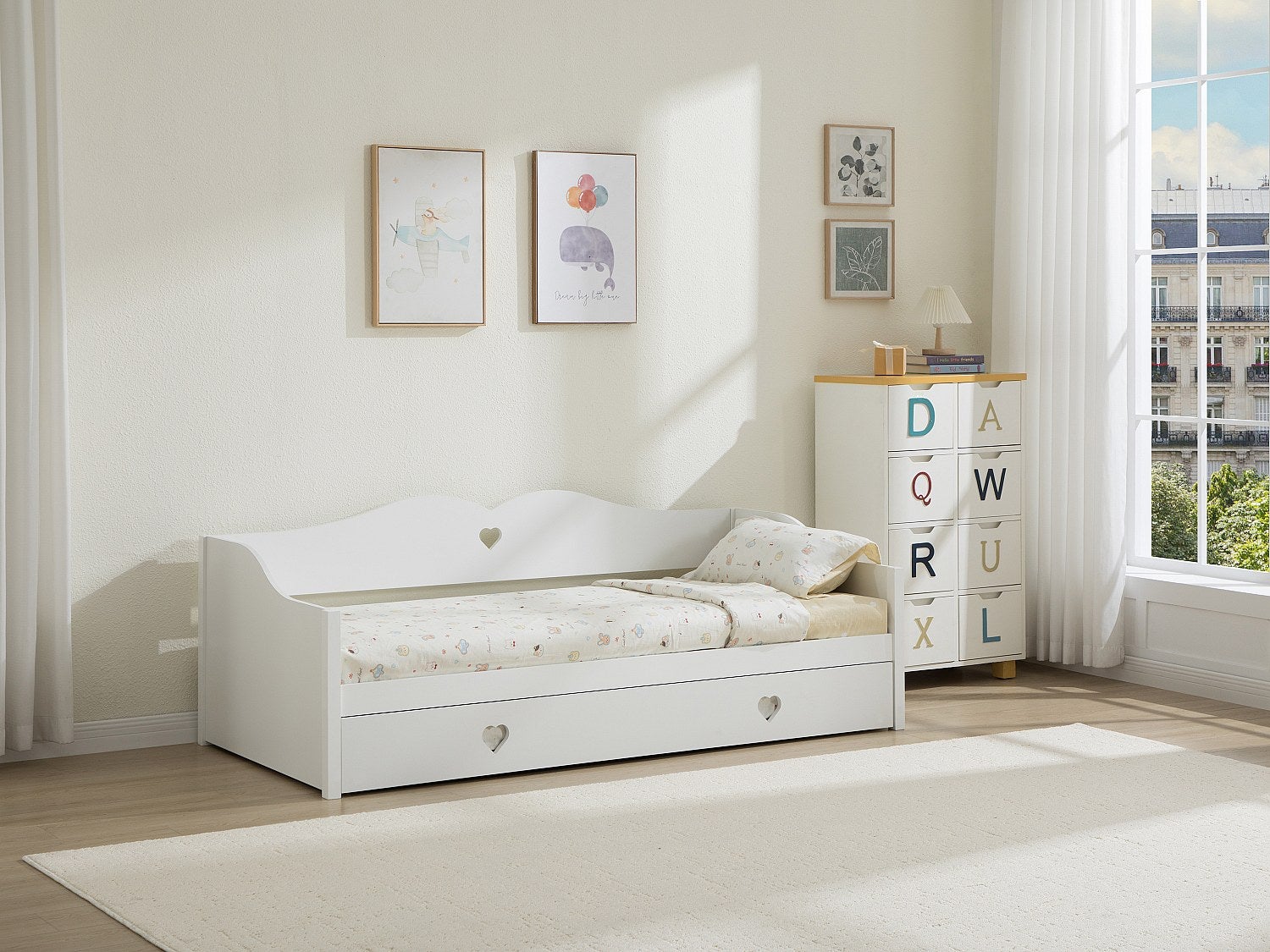 Łóżko kanapowe rozkładane 2 x 90 x 190 cm - Sosna i MDF - Białe - DASTIVA