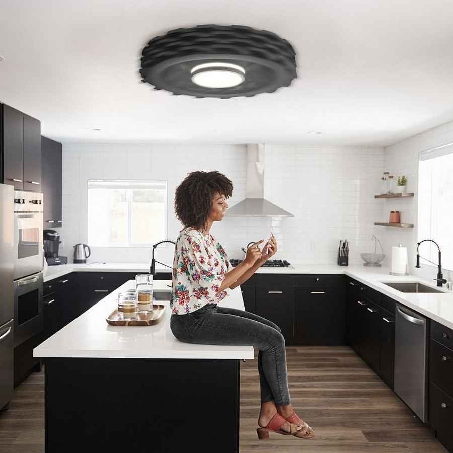 Ventilateur noir, modèle de connexion WIFI RUBIK sans lames, moteur DC, led intégrée SULION - 2