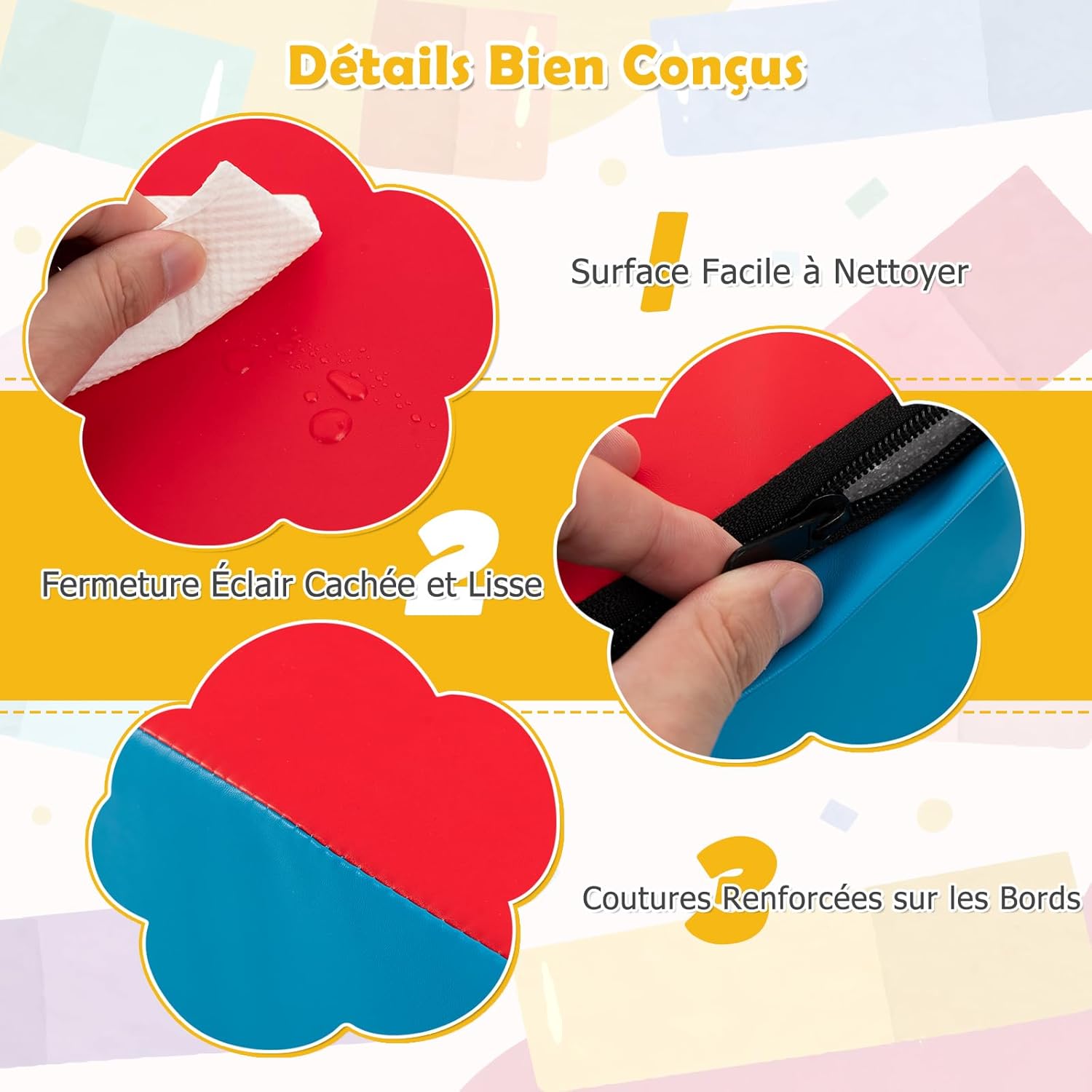 5 PCS Parcours Motricité Bébé, Module Motricité en Mousse PU avec Remplissage en EPE, Jouets Éducatifs Convient pour Enfants d'Âge Préscolaire - 3