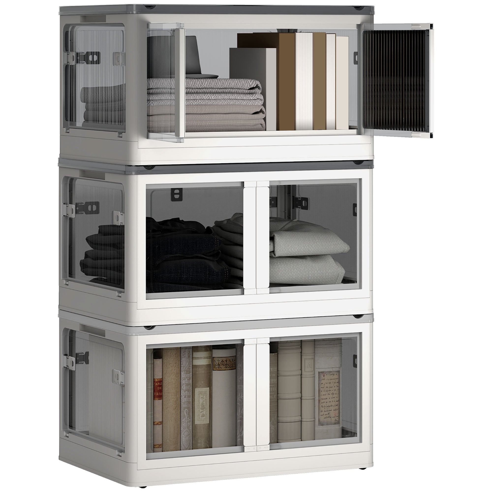 Boîtes de rangement pliables et empilables 69L en plastique avec ...