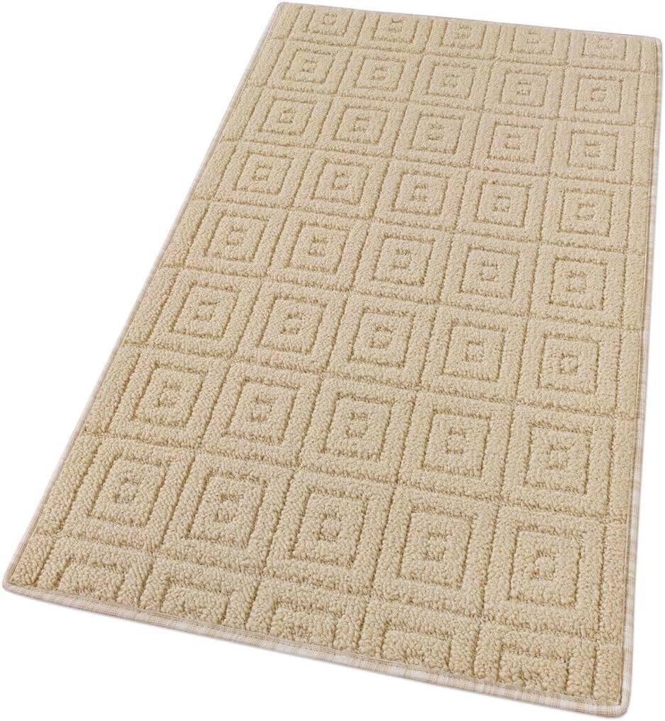 Alfombra de cocina 57x115 cm tejido 3d corredor absorbente base antideslizante color sólido cuadrado beige
