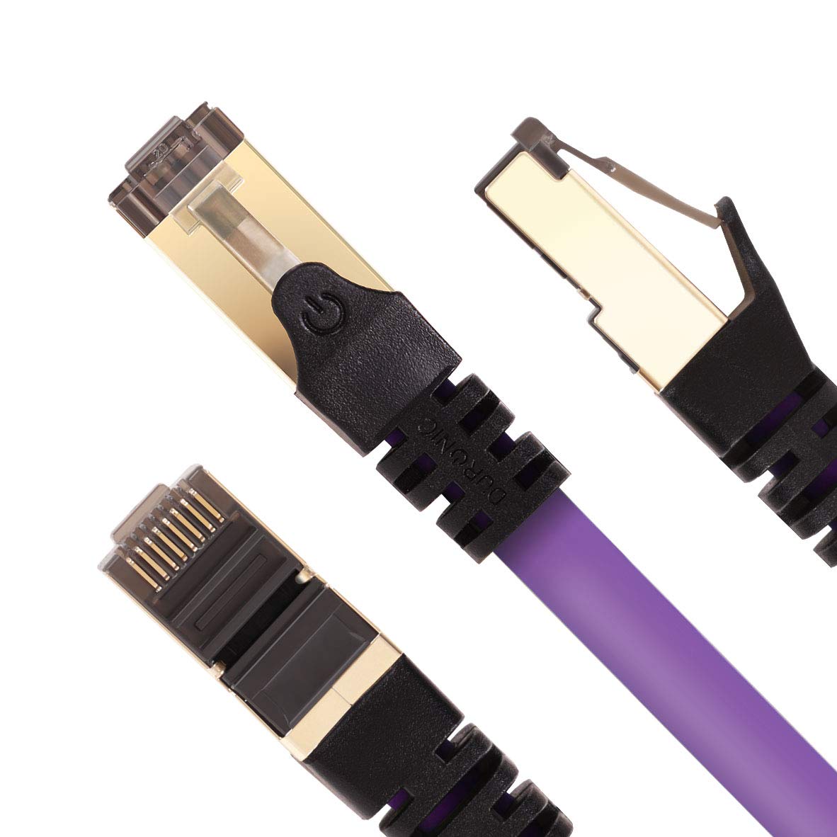 Câble Ethernet CAT8 PE Mauve 5 m - S/FTP paire torsadée - Bande passante 2Ghz / 2000MHz - Transmission de données 40 Gigabits - Connecteurs RJ45 - 7