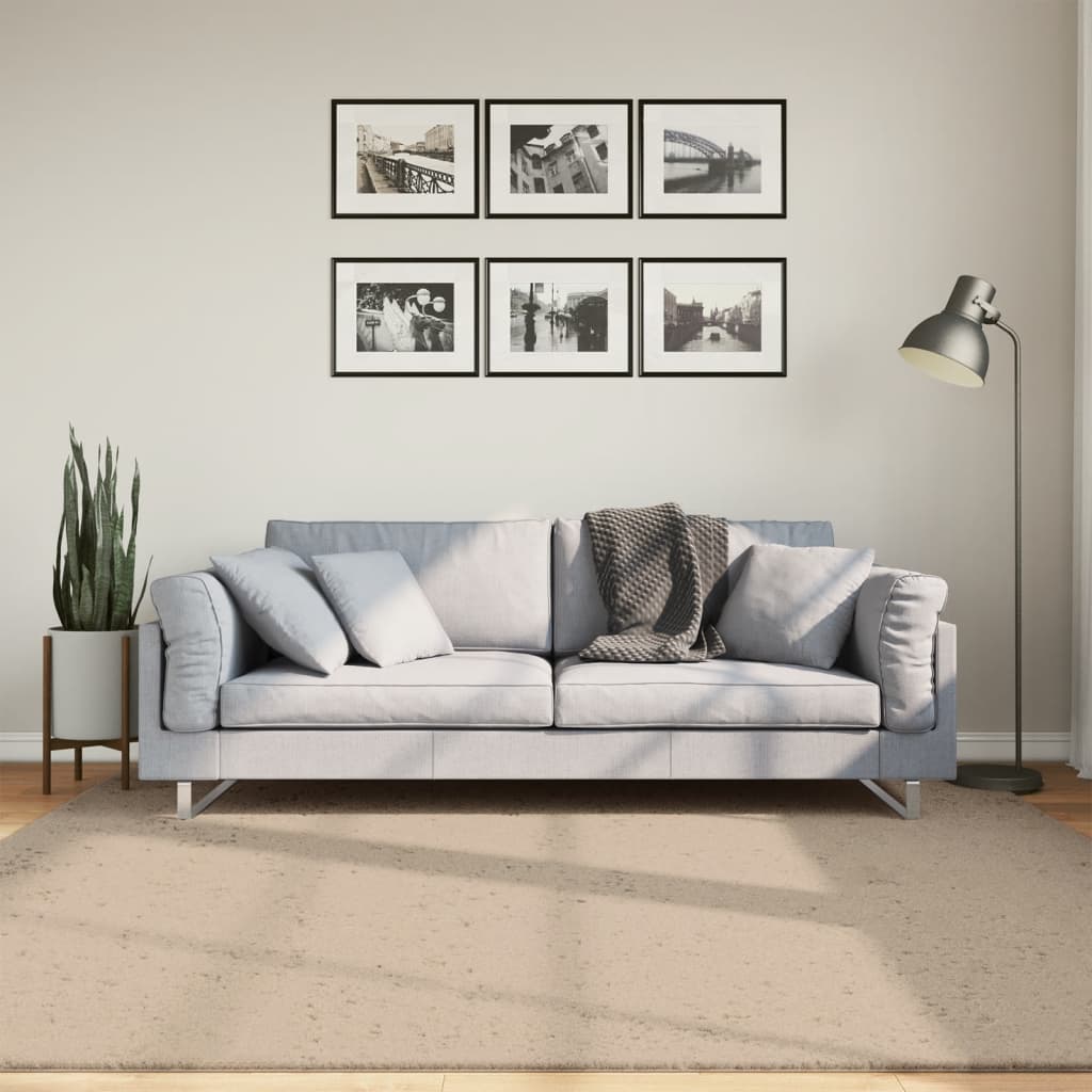 Dywan HUARTE z krótkim włosiem, piaskowy, 200x200 cm vidaXL