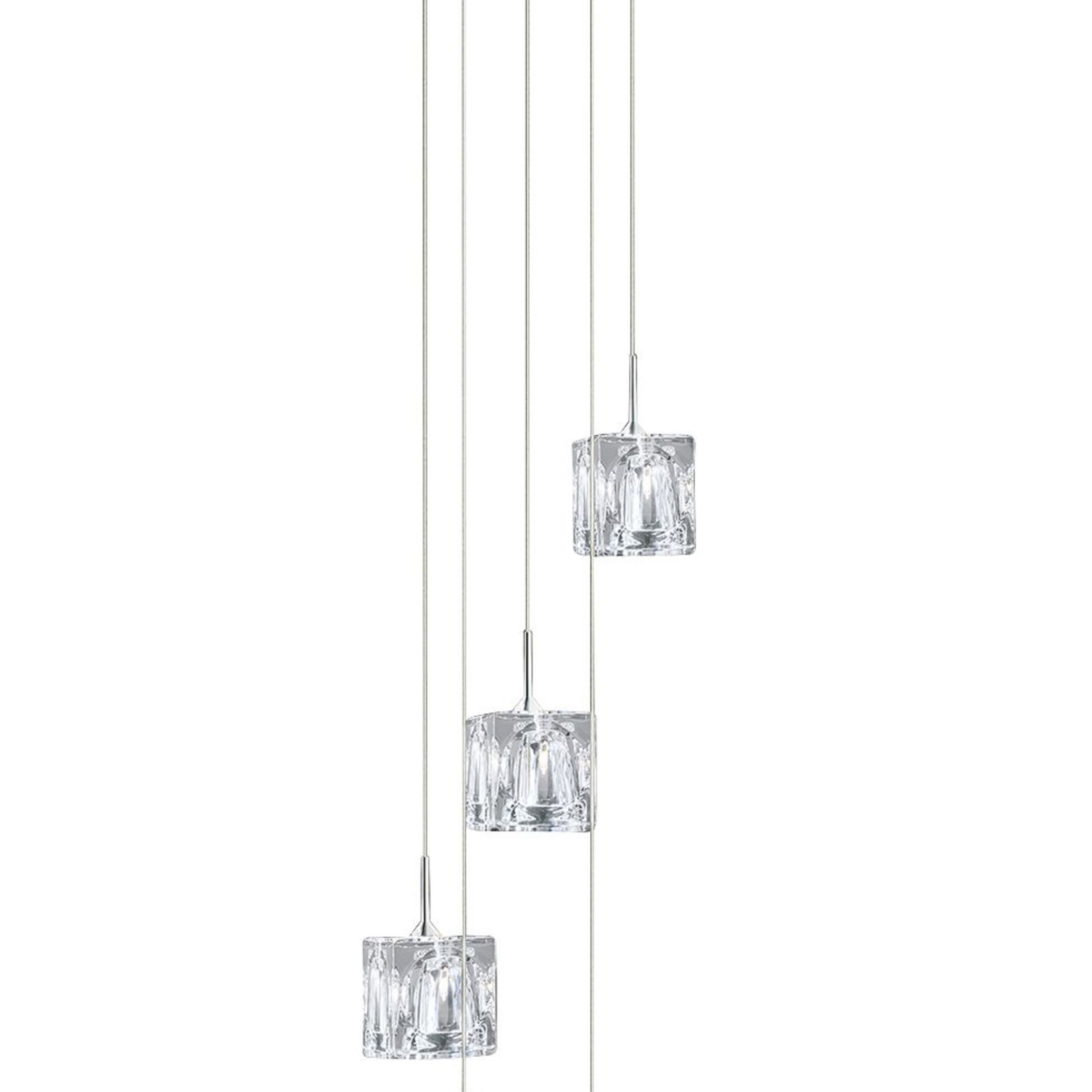 Suspension ice cube led - abat-jour en verre transparent multi-gouttes 5 ampoules chrome - 3