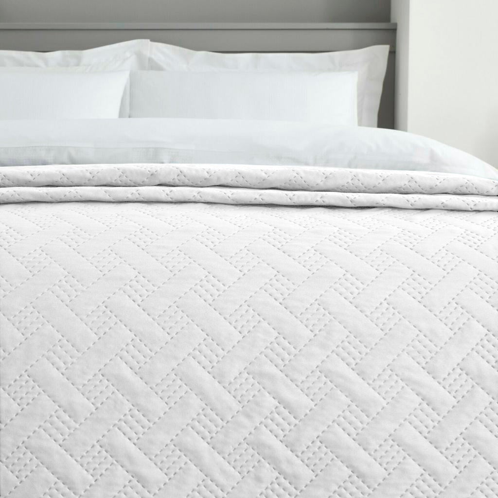 Home mercury- colcha bouti rombos para verano y entretiempo 100% poliéster. colchas cubre cama fina, ligera y suave. (blanco, cama 135-230x260cm)