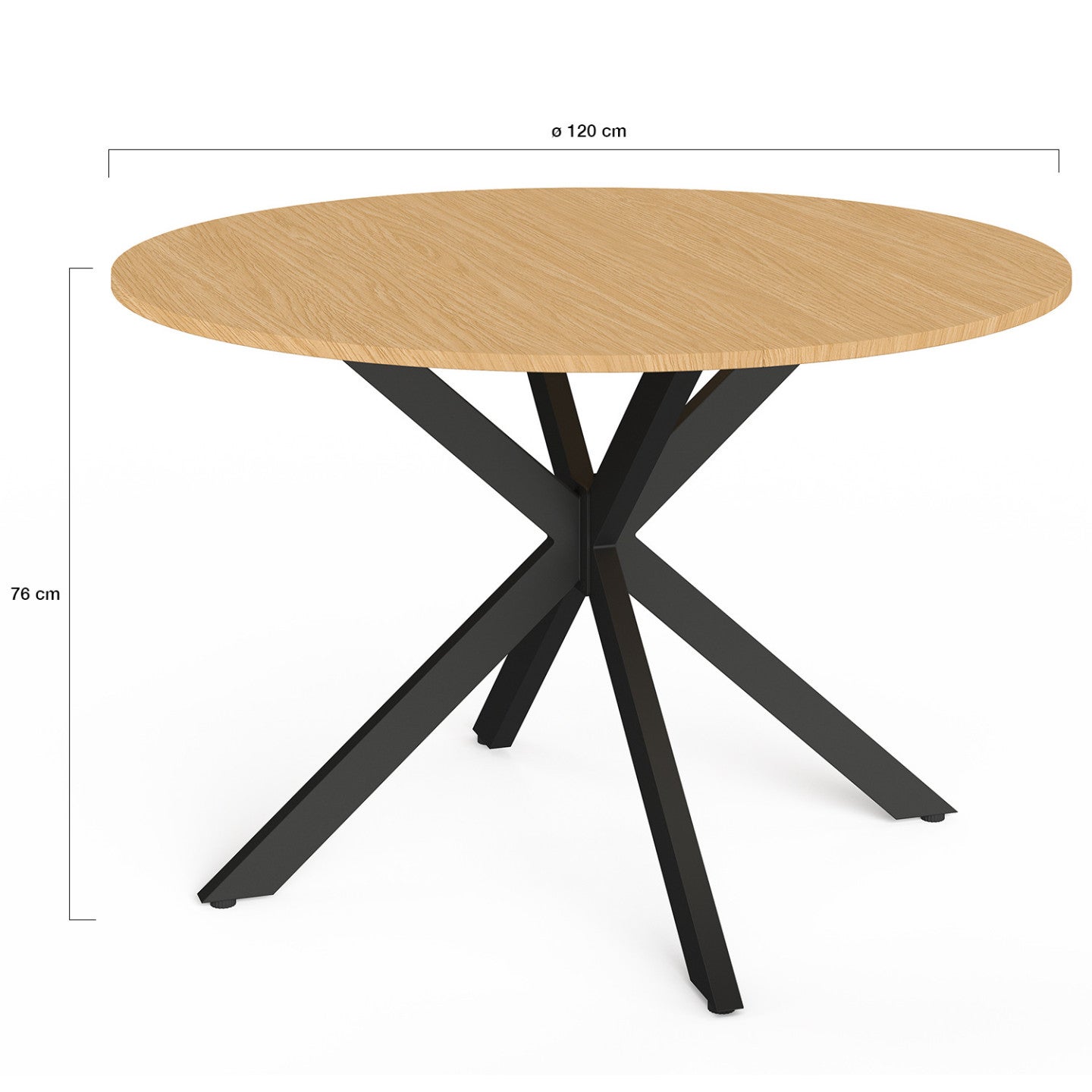 Table de jardin ronde MESSINA 120 cm 6 personnes pied araignée plateau métal effet bois - 5