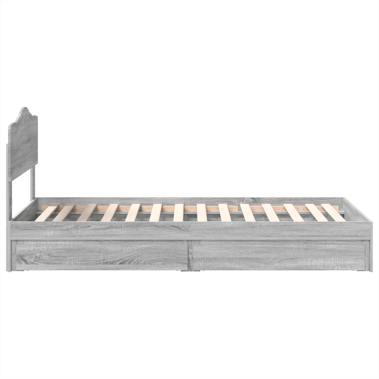 Lit de rangement gris 90 x 190 cm panneau de bois - 9