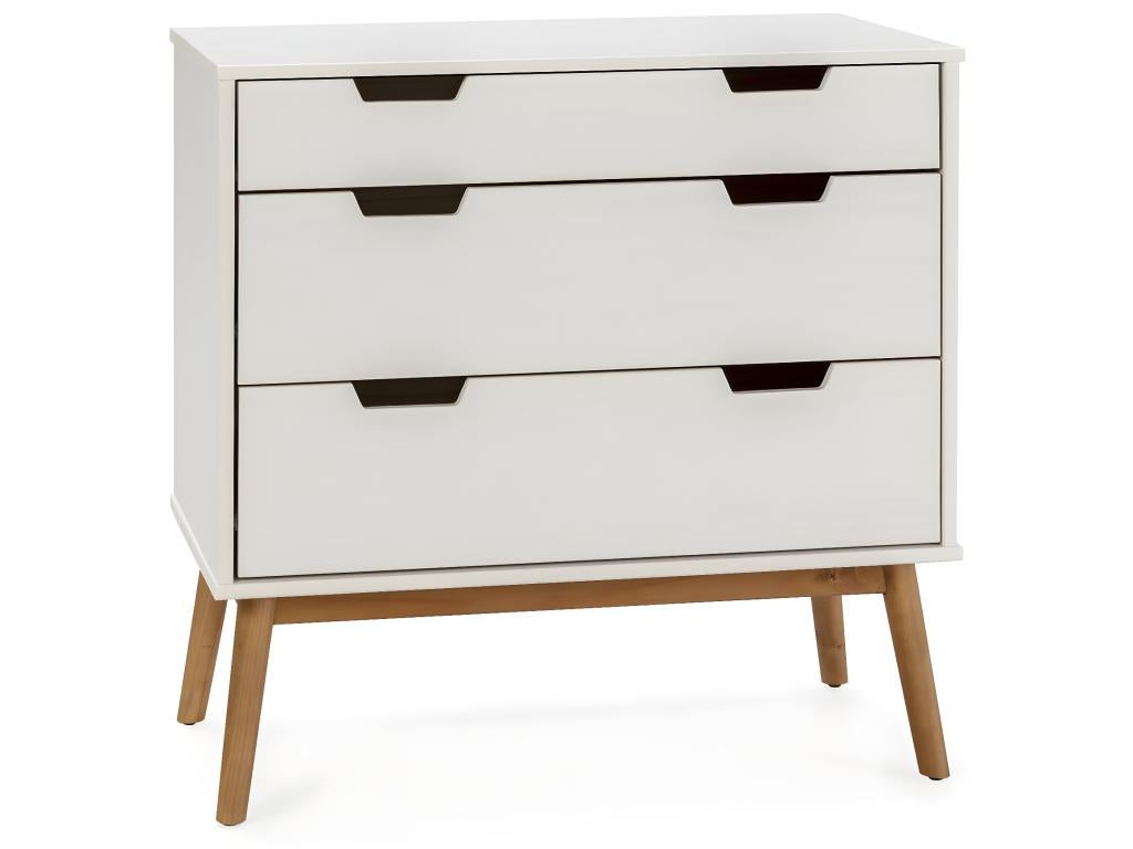Commode Baku 3 tiroirs couleur blanc, 80 cm longueur - 6