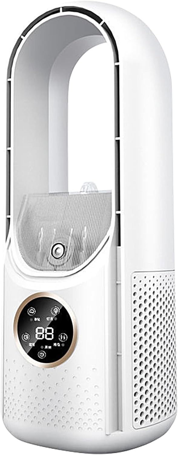 Ventilateur sans pales, 6 vitesses, faible bruit, vertical, adapté à l'intérieur, à la chambre et au bureau (blanc)