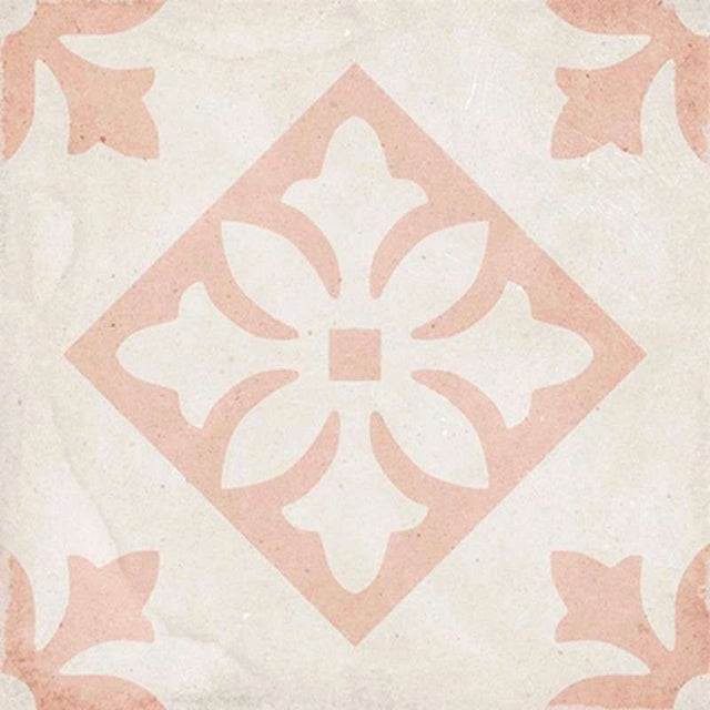 Carrelage sol / mur effet ciment motif rose 20x20 cm ART NOUVEAU PADUA PINK (vendu par boite de 1m2)