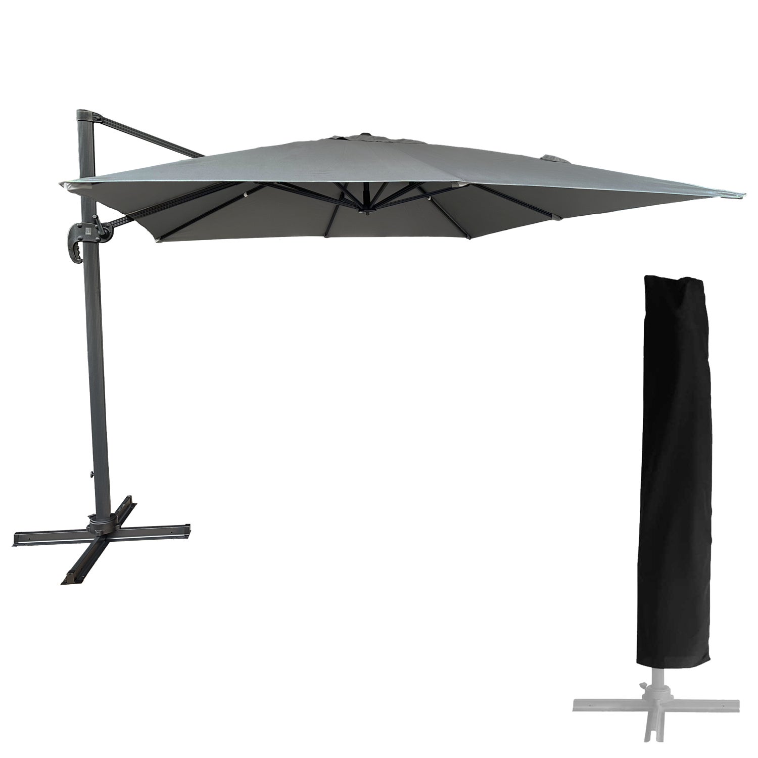 Parasol MOLOKAI kwadratowy 3x3m szary + pokrowiec