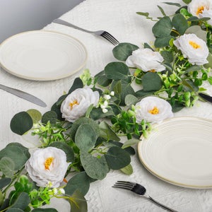 Guirlande De Fleurs Artificielles Blanches En Soie - 2 Pièces Pour Décoration De Mariage, Mur Ou événement