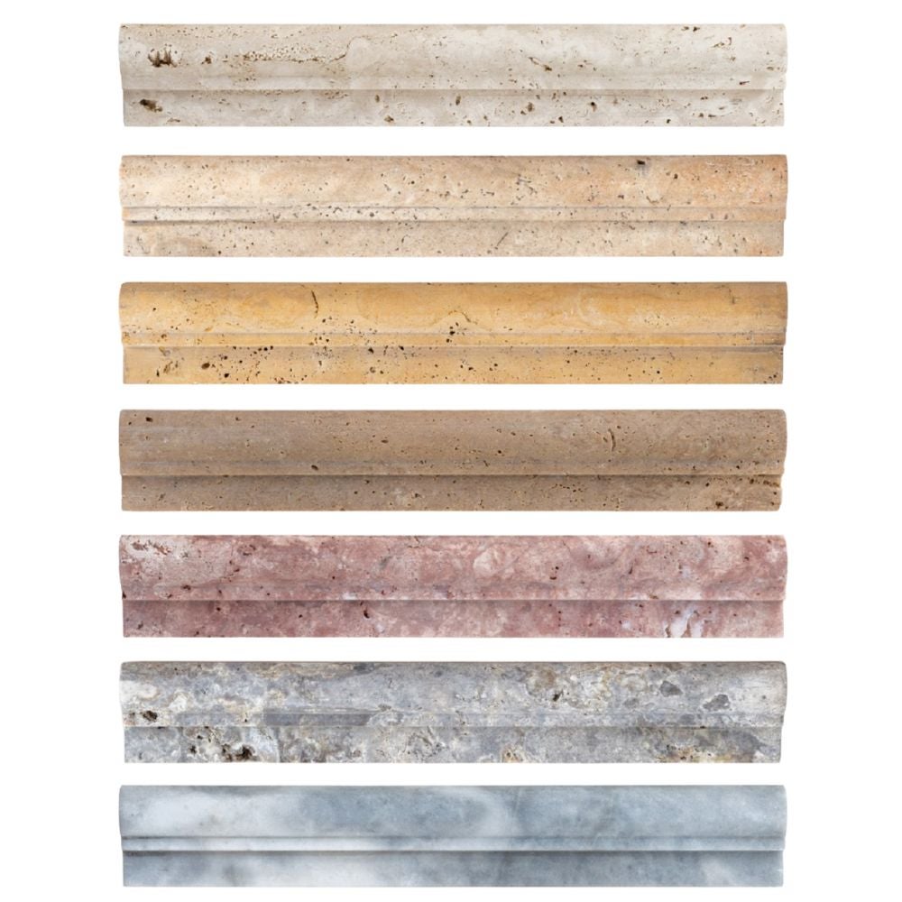 Corniche en travertin Scabas - 4,8 x 2,3 x 30,5 cm - Pack de 10 unités - C-NEGOCE - 5