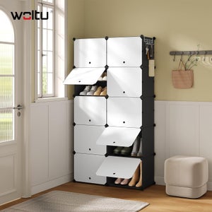 WOLTU Lot de 12 Boîtes à Chaussures Boîtes de Rangement Transparente Boîtes à Jouets en Plastique Pliables et Empilables avec Couvercle, 35x25x19cm ( LxlxH WOLTU Lot de 12 Boîtes à Chaussures Boîtes de Rangement Transparente Boîtes à Jouets en Plastique Pliables et Empilables avec Couvercle, 35x25x19cm ( LxlxH