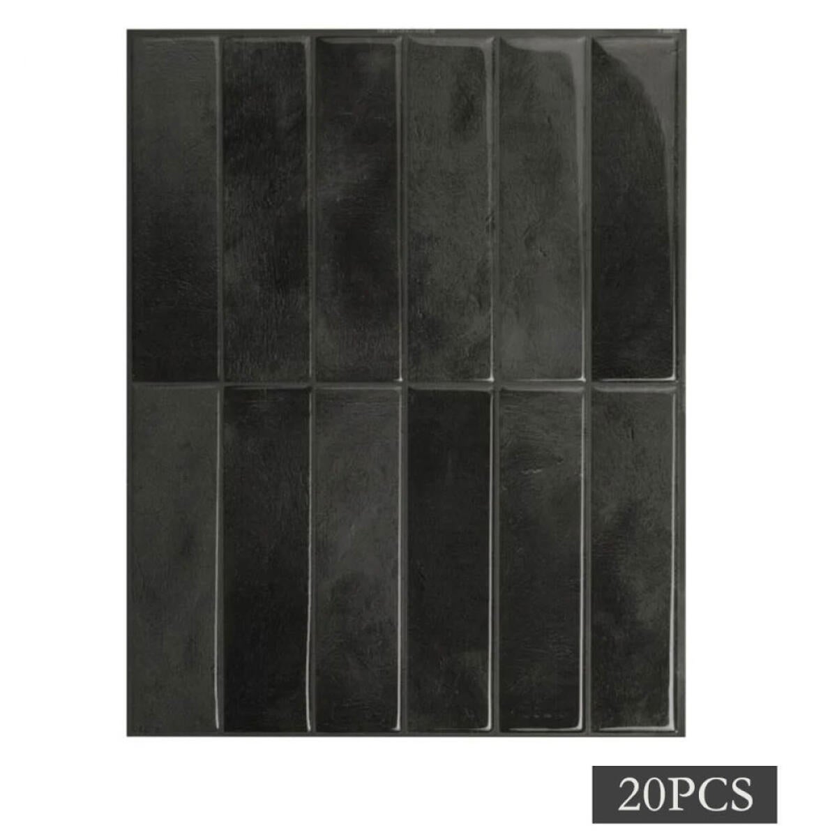 Pack de 20 láminas de azulejos autoadhesivos para pared de cocina y baño (negro)