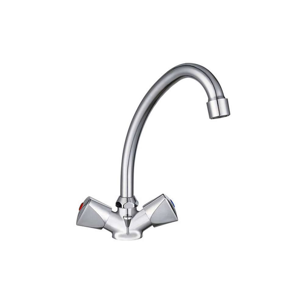 Podwójny kran umywalkowy z obrotową wylewką i chromowanym uchwytem na jeden otwór, podwójny kran umywalkowy do łazienki