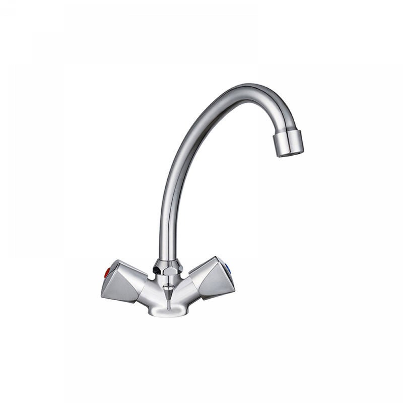 Podwójny kran umywalkowy z obrotową wylewką i chromowanym uchwytem na jeden otwór, podwójny kran umywalkowy do łazienki