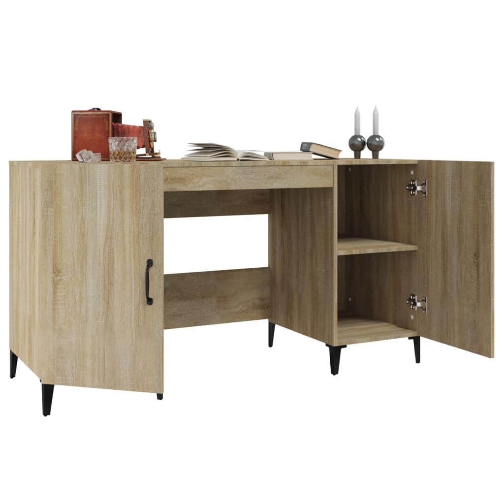 Bureau，Table de travail，Table d'étude Chêne sonoma 140x50x75 cm Bois d'ingénierie CWV92625 - 5