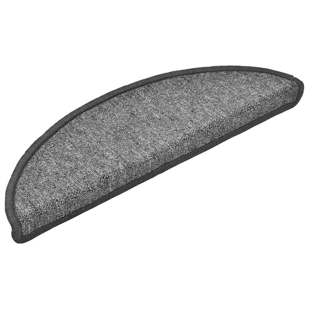 vidaXL Tapis d'escalier 20 pièces 56 x 17 x 3 cm Gris foncé Demi-rond - 2