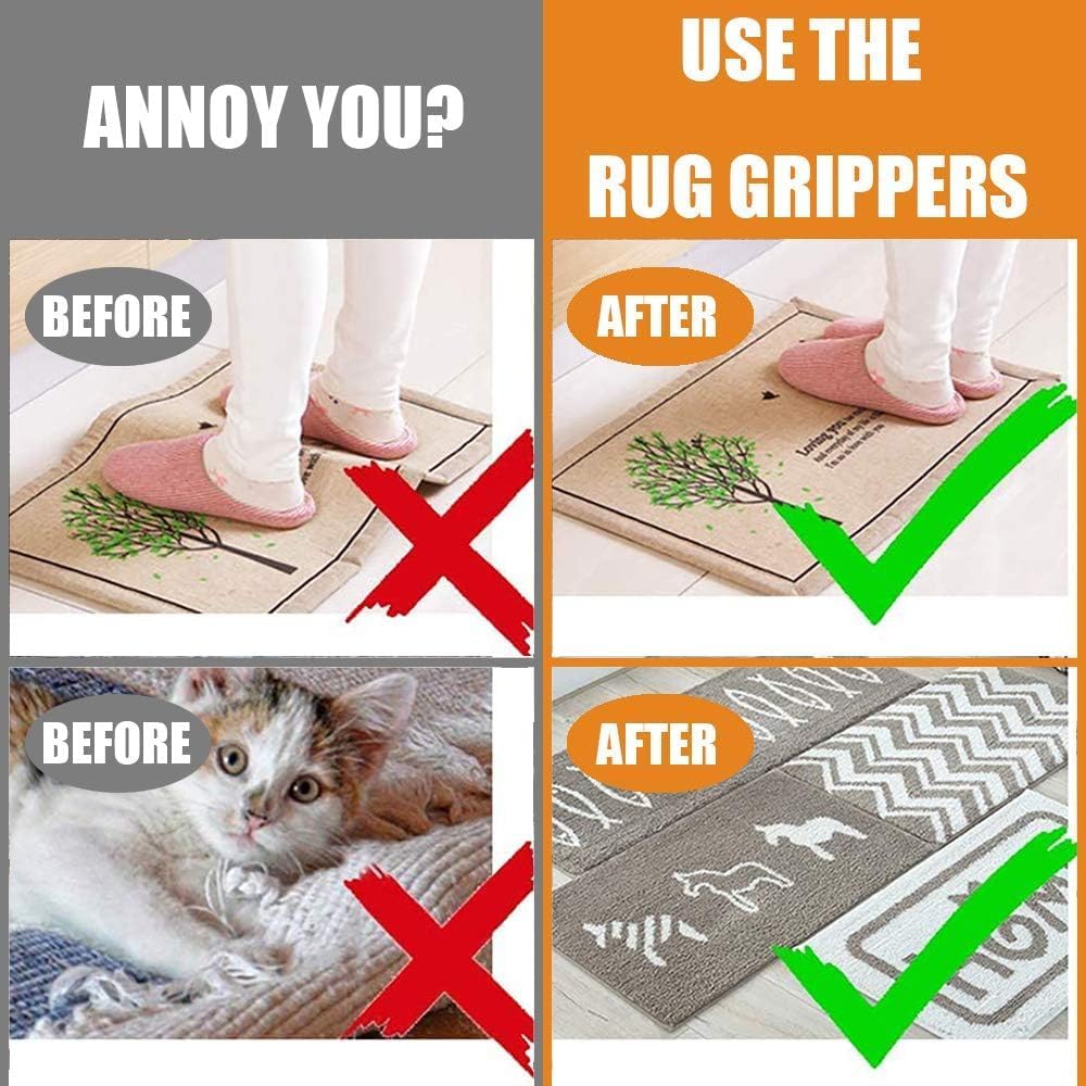 pinzas antideslizantes para alfombras, reutilizables y lavables, antiarrugas, para suelos de madera, laminados, baldosas y mármol. - 4