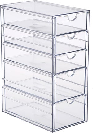 Acrilico trasparente, 4 cassetti impilabili, organizer per bagno, contenitore per trucchi e medicinali | Leroy Merlin